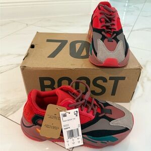 Yeezy Red and Black Sneakers